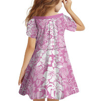 Hawaiian Lei Day Family Matching Mermaid Dress and Hawaiian Shirt Pink Hibiscus Flowers Lei Art