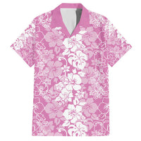 Hawaiian Lei Day Family Matching Puletasi and Hawaiian Shirt Pink Hibiscus Flowers Lei Art