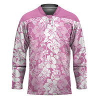 Hawaiian Lei Day Hockey Jersey Pink Hibiscus Flowers Lei Art LT9 Unisex Pink - Polynesian Pride
