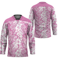 Hawaiian Lei Day Hockey Jersey Pink Hibiscus Flowers Lei Art LT9 - Polynesian Pride