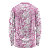 Hawaiian Lei Day Long Sleeve Shirt Pink Hibiscus Flowers Lei Art