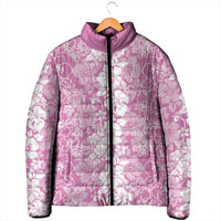 Hawaiian Lei Day Padded Jacket Pink Hibiscus Flowers Lei Art - Polynesian Pride