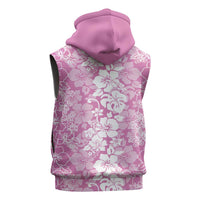 Hawaiian Lei Day Sleeveless Zip Hoodie Pink Hibiscus Flowers Lei Art - Polynesian Pride