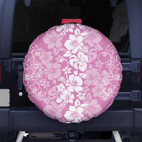 Hawaiian Lei Day Spare Tire Cover Pink Hibiscus Flowers Lei Art