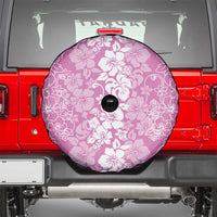 Hawaiian Lei Day Spare Tire Cover Pink Hibiscus Flowers Lei Art