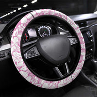 Hawaiian Lei Day Steering Wheel Cover Pink Hibiscus Flowers Lei Art