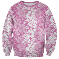 Hawaiian Lei Day Sweatshirt Pink Hibiscus Flowers Lei Art