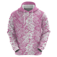 Hawaiian Lei Day Zip Hoodie Pink Hibiscus Flowers Lei Art