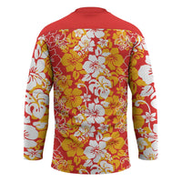 Hawaiian Lei Day Hockey Jersey Red Hibiscus Flowers Lei Art LT9 - Polynesian Pride