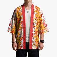 Hawaiian Lei Day Kimono Red Hibiscus Flowers Lei Art - Polynesian Pride