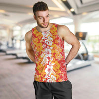 Hawaiian Lei Day Men Tank Top Red Hibiscus Flowers Lei Art LT9 Red - Polynesian Pride