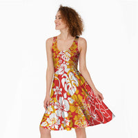 Hawaiian Lei Day Midi Dress Red Hibiscus Flowers Lei Art - Polynesian Pride