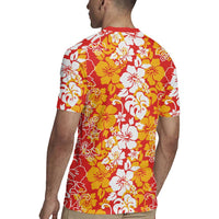Hawaiian Lei Day Rugby Jersey Red Hibiscus Flowers Lei Art