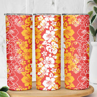 Hawaiian Lei Day Skinny Tumbler Red Hibiscus Flowers Lei Art