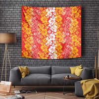 Hawaiian Lei Day Tapestry Red Hibiscus Flowers Lei Art