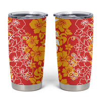 Hawaiian Lei Day Tumbler Cup Red Hibiscus Flowers Lei Art