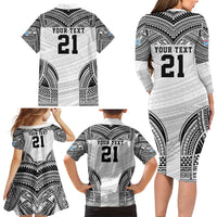 Flying Fijians Pacific Fiji Rugby Custom Family Matching Long Sleeve Bodycon Dress and Hawaiian Shirt Polynesian Pattern
