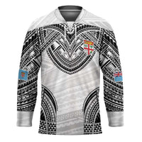 Flying Fijians Pacific Fiji Rugby Custom Hockey Jersey Polynesian Pattern LT9 Unisex White - Polynesian Pride