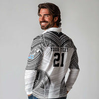 Flying Fijians Pacific Fiji Rugby Custom Long Sleeve Polo Shirt Polynesian Pattern