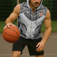 Flying Fijians Pacific Fiji Rugby Custom Sleeveless Zip Hoodie Polynesian Pattern - Polynesian Pride