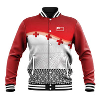 Ikale Tahi Pacific Tonga Rugby Custom Baseball Jacket Tongan Ngatu with Flag Pattern LT9 Unisex Red - Polynesian Pride