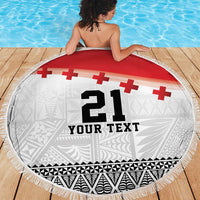 Ikale Tahi Pacific Tonga Rugby Custom Beach Blanket Tongan Ngatu with Flag Pattern LT9 - Polynesian Pride