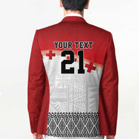 Ikale Tahi Pacific Tonga Rugby Custom Blazer Tongan Ngatu with Flag Pattern - Polynesian Pride