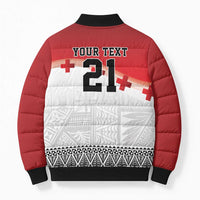 Ikale Tahi Pacific Tonga Rugby Custom Bomber Puffer Jacket Tongan Ngatu with Flag Pattern LT9 - Polynesian Pride