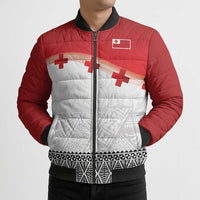 Ikale Tahi Pacific Tonga Rugby Custom Bomber Puffer Jacket Tongan Ngatu with Flag Pattern LT9 - Polynesian Pride