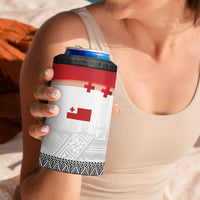 Ikale Tahi Pacific Tonga Rugby Custom 4 in 1 Can Cooler Tumbler Tongan Ngatu with Flag Pattern LT9 - Polynesian Pride