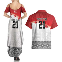 Ikale Tahi Pacific Tonga Rugby Custom Couples Matching Summer Maxi Dress and Hawaiian Shirt Tongan Ngatu with Flag Pattern LT9 - Polynesian Pride