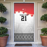 Ikale Tahi Pacific Tonga Rugby Custom Door Cover Tongan Ngatu with Flag Pattern LT9 Red - Polynesian Pride