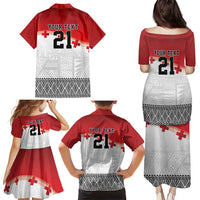 Ikale Tahi Pacific Tonga Rugby Custom Family Matching Puletasi and Hawaiian Shirt Tongan Ngatu with Flag Pattern LT9 - Polynesian Pride