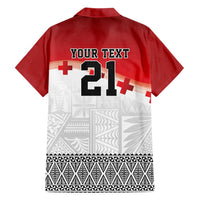 Ikale Tahi Pacific Tonga Rugby Custom Family Matching Short Sleeve Bodycon Dress and Hawaiian Shirt Tongan Ngatu with Flag Pattern