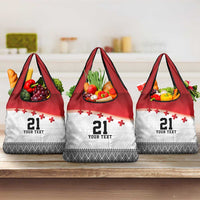 Ikale Tahi Pacific Tonga Rugby Custom Grocery Bag Tongan Ngatu with Flag Pattern LT9 3-pack One Size Red - Polynesian Pride
