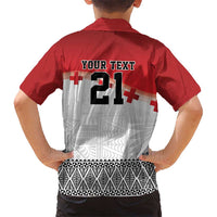 Ikale Tahi Pacific Tonga Rugby Custom Hawaiian Shirt Tongan Ngatu with Flag Pattern