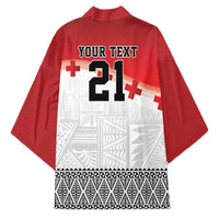 Ikale Tahi Pacific Tonga Rugby Custom Kimono Tongan Ngatu with Flag Pattern LT9 - Polynesian Pride