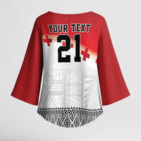Ikale Tahi Pacific Tonga Rugby Custom Kimono Sleeve Blouse Tongan Ngatu with Flag Pattern LT9 - Polynesian Pride