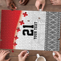 Ikale Tahi Pacific Tonga Rugby Custom Puzzle Tongan Ngatu with Flag Pattern LT9 - Polynesian Pride