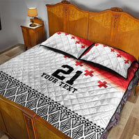 Ikale Tahi Pacific Tonga Rugby Custom Quilt Bed Set Tongan Ngatu with Flag Pattern