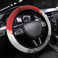 Ikale Tahi Pacific Tonga Rugby Steering Wheel Cover Tongan Ngatu with Flag Pattern LT9 Universal Fit Red - Polynesian Pride