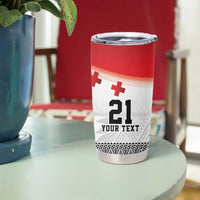 Ikale Tahi Pacific Tonga Rugby Custom Tumbler Cup Tongan Ngatu with Flag Pattern