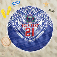 Manu Samoa Pacific Samoa Rugby Custom Beach Blanket Polynesian Pattern LT9 One Size 150cm Blue - Polynesian Pride