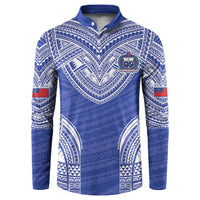 Manu Samoa Pacific Samoa Rugby Custom Button Sweatshirt Polynesian Pattern LT9 Blue - Polynesian Pride