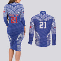 Manu Samoa Pacific Samoa Rugby Custom Couples Matching Long Sleeve Bodycon Dress and Long Sleeve Button Shirt Polynesian Pattern LT9 - Polynesian Pride