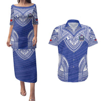 Manu Samoa Pacific Samoa Rugby Custom Couples Matching Puletasi and Hawaiian Shirt Polynesian Pattern LT9 Blue - Polynesian Pride