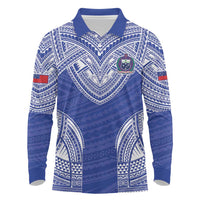 Manu Samoa Pacific Samoa Rugby Custom Long Sleeve Polo Shirt Polynesian Pattern