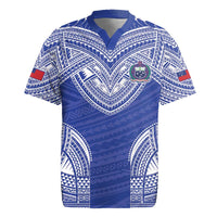 Manu Samoa Pacific Samoa Rugby Custom Rugby Jersey Polynesian Pattern LT9 Blue - Polynesian Pride
