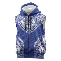 Manu Samoa Pacific Samoa Rugby Custom Sleeveless Zip Hoodie Polynesian Pattern LT9 Blue - Polynesian Pride