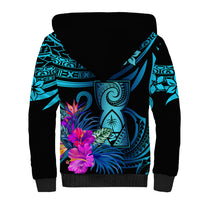 Custom Polynesian Guam Sherpa Hoodie With Latte Stone Happy Liberation Day LT9 - Polynesian Pride